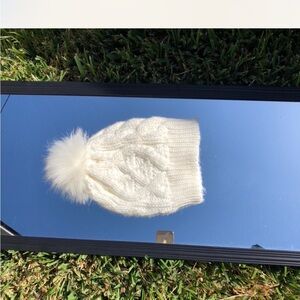 Cozy White Knit Beanie with Pom Pom